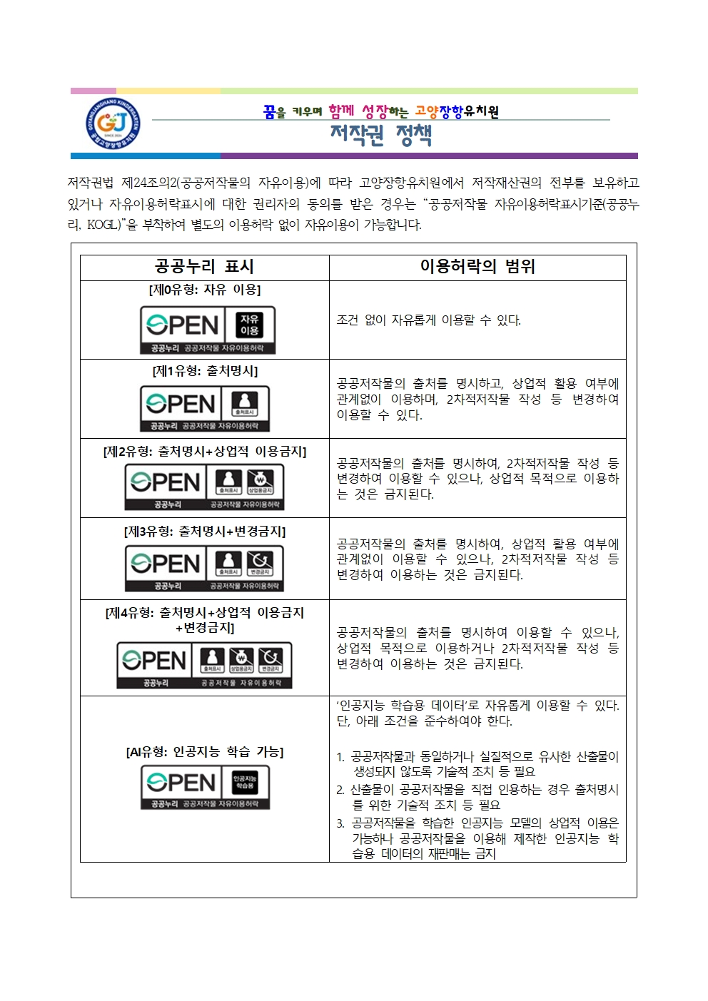 0407저작권정책 게시(고양장항유치원)001
