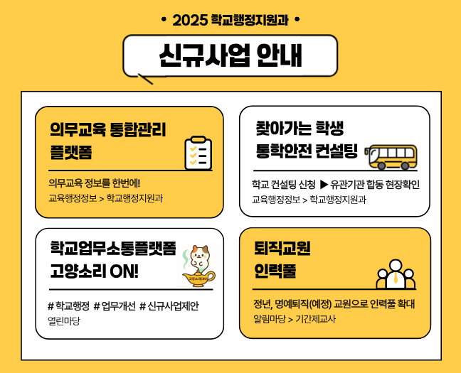 2025년 학교행정지원과 신규사업 안내